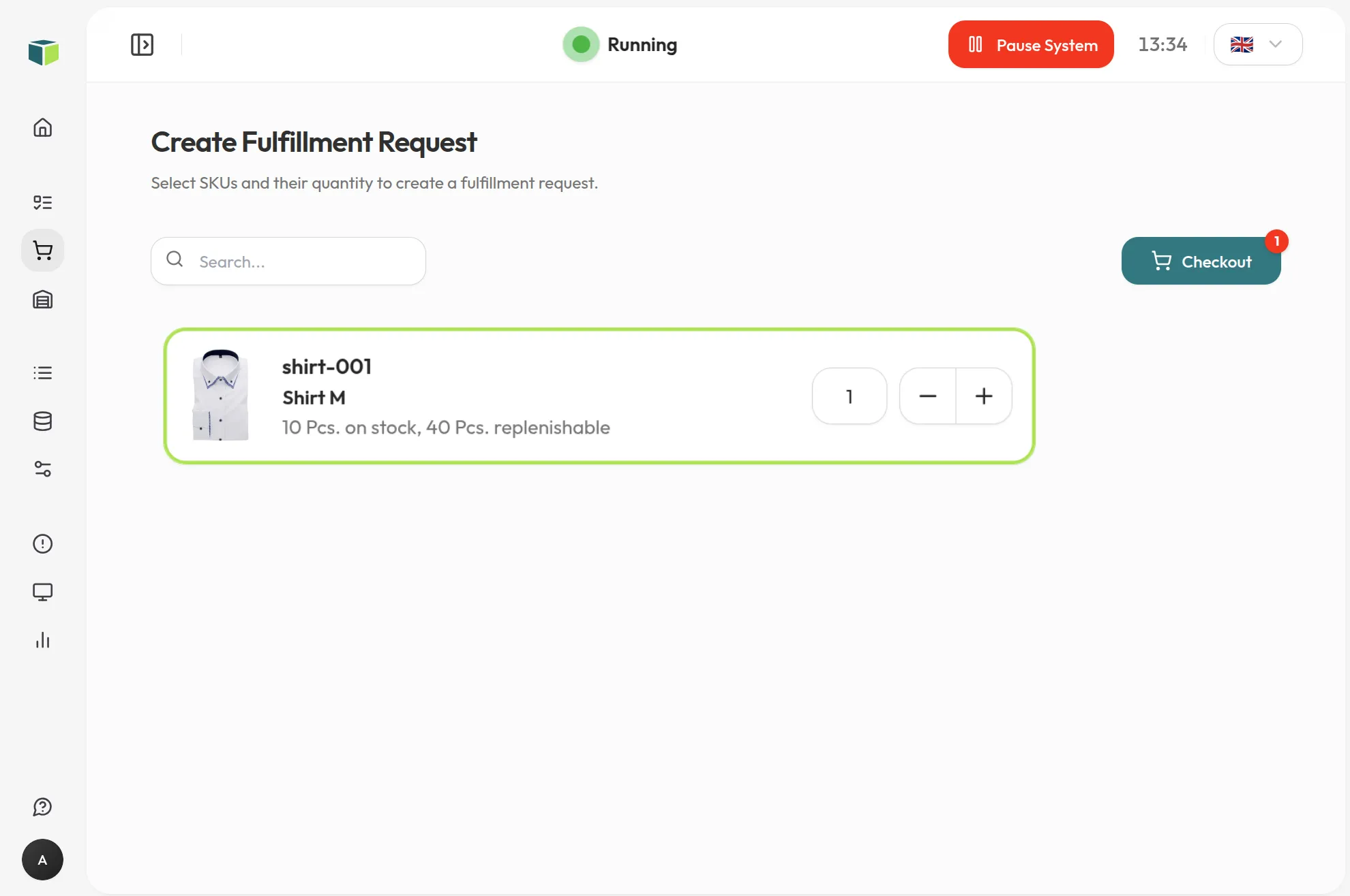 NoyesStorage Benutzeroberfläche mit Artikeldaten für den Pickprozess
